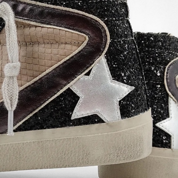 SHU SHOP ROXANNE BLACK GLITTER SNEAKERS - Picture 2 of 6